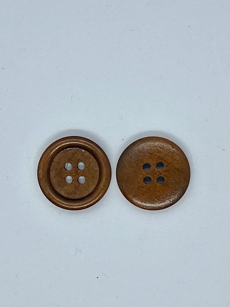 1 Rustic Wood Sewing Buttons Dark Brown 1 inch Wood Buttons 25mm Wooden Button Bulk Wood Buttons Craft Supplies image 3