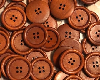 Wood Buttons 1 1/8", 30mm Redish Brown Wood Finish Buttons, Bulk Wooden Buttons, Red/Brown Buttons Large Wooden Buttons Wholesale  Buttons