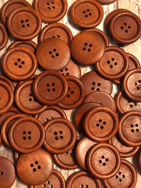 Large Wood Buttons 1 1/8, 3cm, 30mm, Redish Brown Wooden Buttons