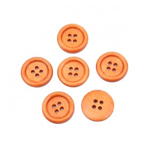 Wood Buttons - 3/4&quot; Orange Wood Buttons - Wood Buttons - 3/4 inch Wooden Buttons -  4 hole Sewing Buttons - Craft Buttons - Supplies