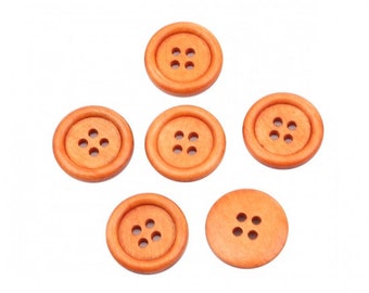 Wood Buttons - 3/4" Orange Wood Buttons - Wood Buttons - 3/4 inch Wooden Buttons -  4 hole Sewing Buttons - Craft Buttons -  Supplies