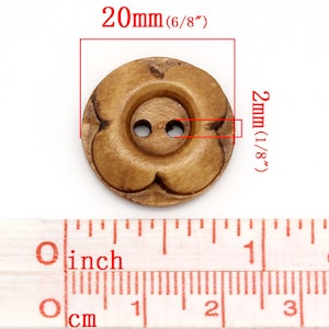 Wood Flower Buttons -  3/4&quot; Wooden Flower Buttons - 20mm Wood Button Flower - Wooden Button - Wholesale Buttons - Bulk Buttons - 2 Hole