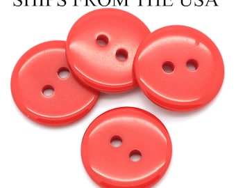 3/4" Bulk Red Buttons - 18mm Red Plastic Buttons - Bulk Red Buttons - Wholesale Buttons - 3 4 inch Red Buttons - Button Lot