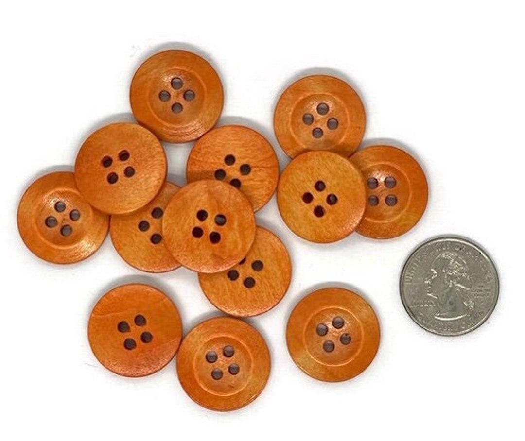 7/8' Orangish Wood Buttons Rustic Wood Buttons 22mm Wooden Button Wood