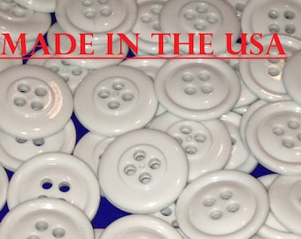 3/4" White Buttons - White Plastic Buttons -  20 mm White Buttons -- Button Lot - Crafting Buttons - Sewing Buttons - 4 hole