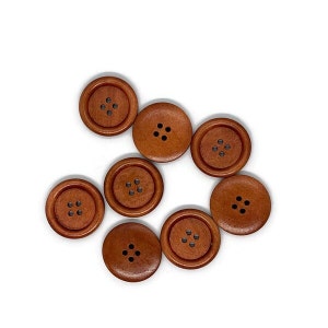 Wood Buttons 1 1/8&quot;, 30mm Redish Brown Wood Finish Buttons, Bulk Wooden Buttons, Red/Brown Buttons Large Wooden Buttons Wholesale Buttons