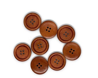 Wood Buttons 1 1/8", 30mm Redish Brown Wood Finish Buttons, Bulk Wooden Buttons, Red/Brown Buttons Large Wooden Buttons Wholesale Buttons