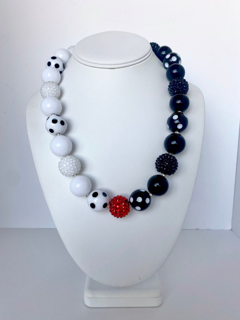 and Red Polka Dot Chunky Necklace White Cruella Black