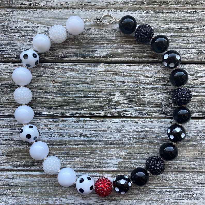 and Red Polka Dot Chunky Necklace White Cruella Black