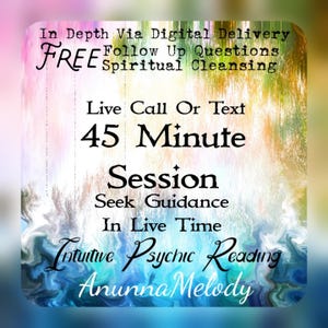 45 Minute Live Call or Live Text Session - Intuitive Psychic Reading - In Depth Fast Response