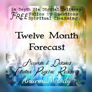 12 Month Forecast, In Depth Psychic Reading, Twelve Month Prediction, One Year Reading Sent Via PDF