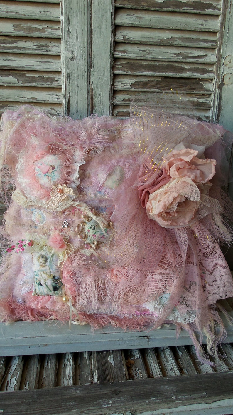 Shabby Chic Pillow Case Decorated With Romantic 3D Fragments Etsy