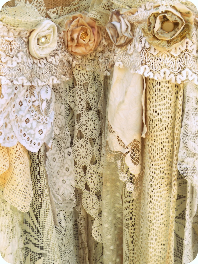 Burlap Vintage Lace Curtains Drapes Panel Boho Made to Order Etsy