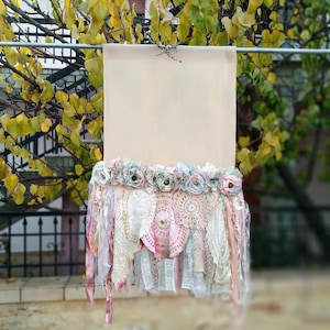 Custom Shabby Chic Sheer Burlap curtain Rustic Kitchen Valance BOHO Chic Vintage Crochet Lace Burlap Curtain Strip Fabric Country Decor