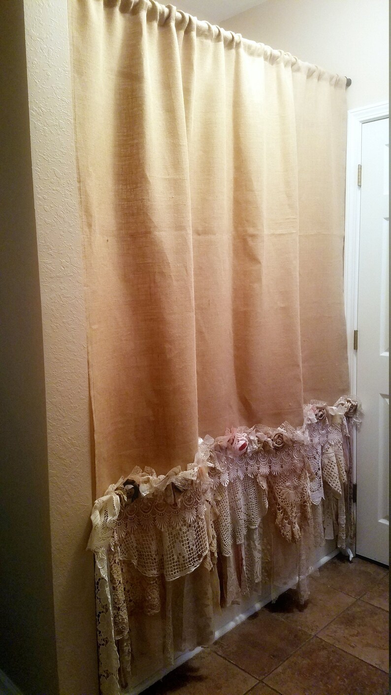 Shower Curtain Window Curtain Burlap Curtain Custom Etsy