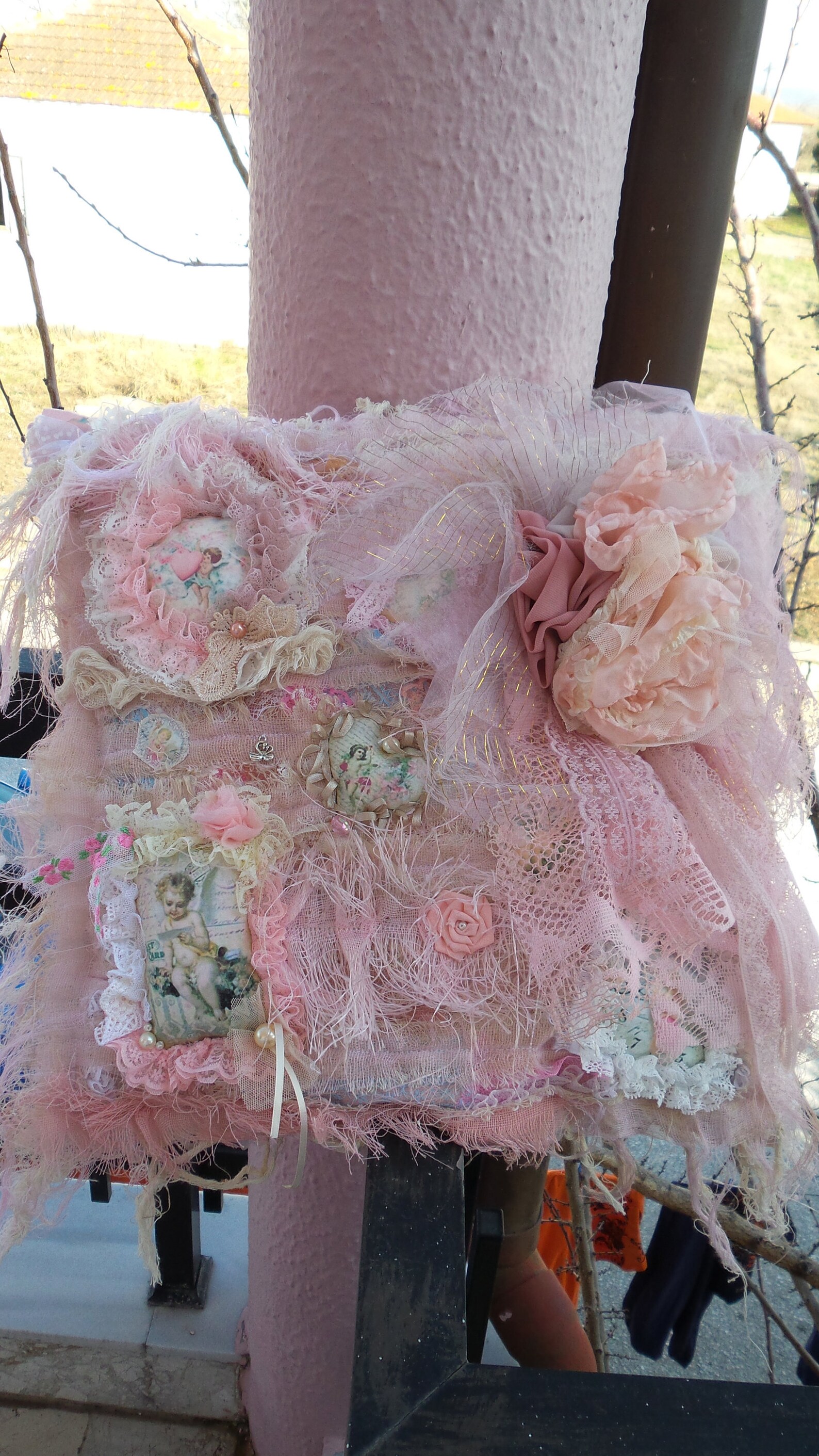 Shabby Chic Pillow Case Decorated With Romantic 3D Fragments Etsy