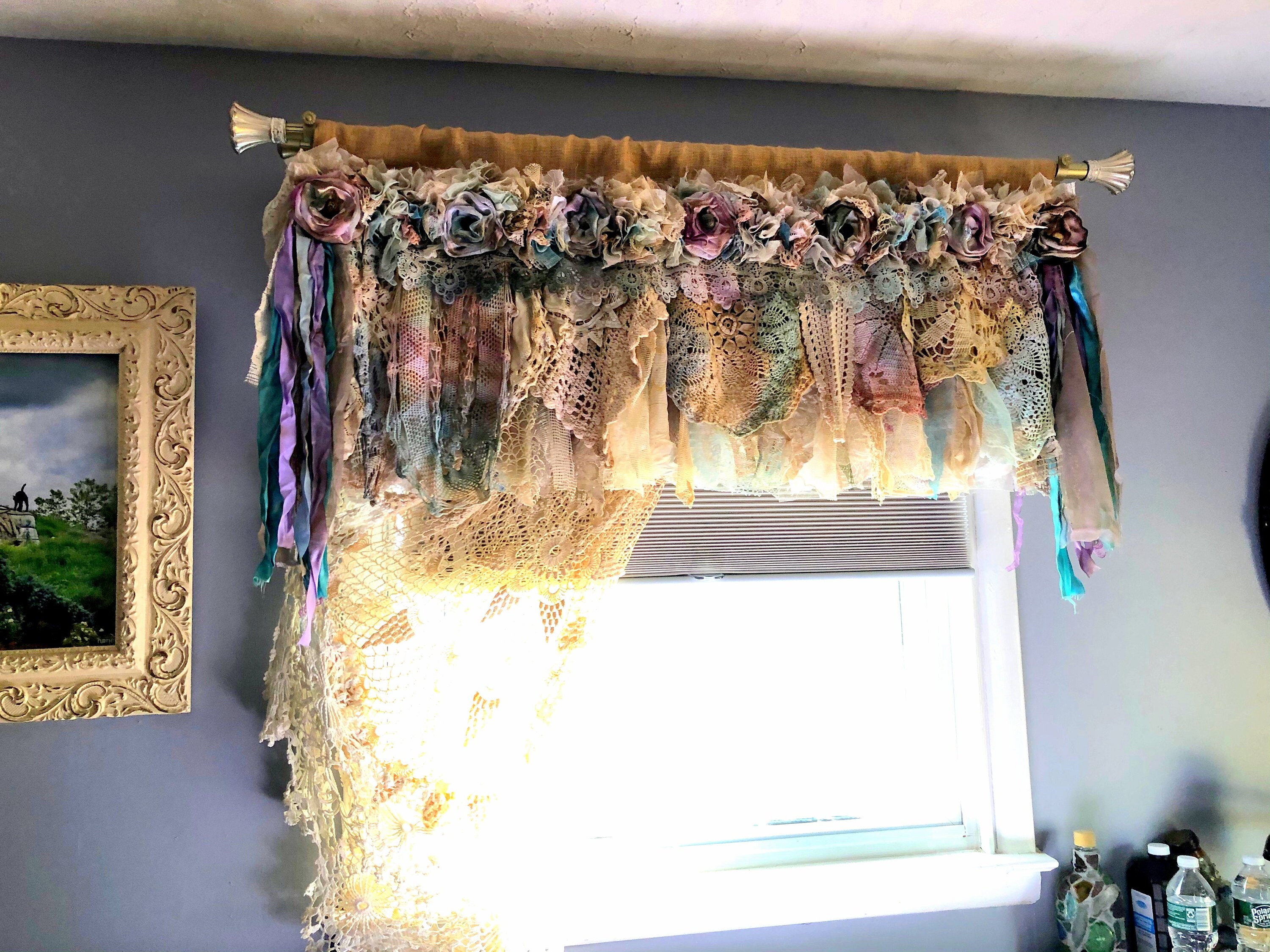Lace Burlap Valance Made to Order Burlap and Vintage Lace Etsy Australia