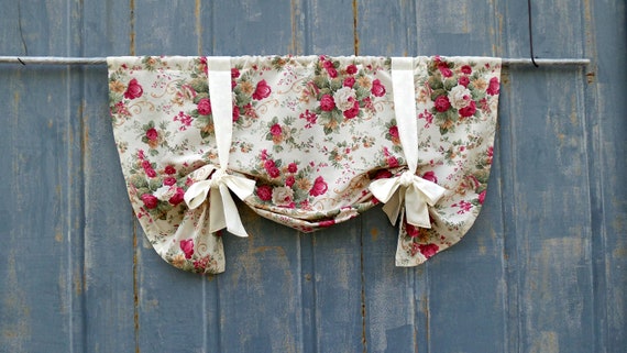 Custom Tie Up Window Valance Lined Curtain Balloon Shades Etsy