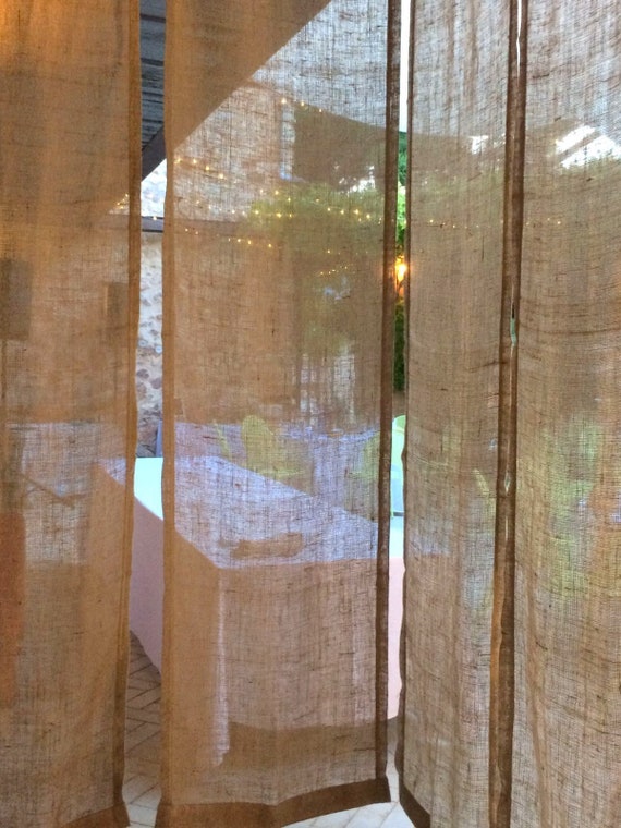Rustic Sheer Burlap Curtains Valance Larger Shabby Country Etsy
