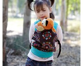 Сhild slings/backpacks for dolls - Brown and turqeose sling for dolls