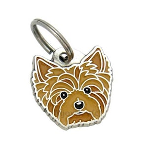 Pet ID tag, (Dog ID tag) Personalized, stainless steel, breed, Yorkshire terrier, hand colored name tag or keyring, gift