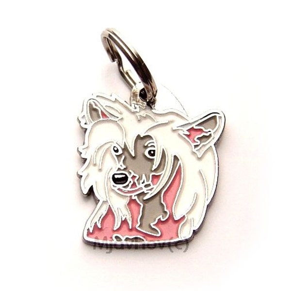 Pet ID tag, (Dog ID tag) Personalised, stainless steel, breed, Chinese Crested