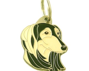 Pet ID tag, (Dog ID tag) Personalised, stainless steel, breed, Saluki