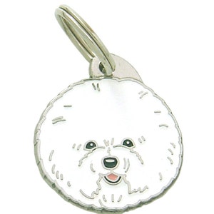 Pet ID tag, (Dog ID tag) Personalised, stainless steel, breed,Bichon frisé