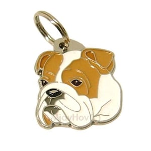 Personalised, stainless steel, breed pet tag, Mjavhov, Bulldog