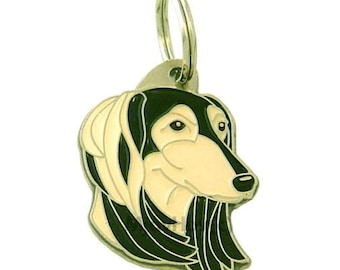 Pet ID tag, (Dog ID tag) Personalised, stainless steel, breed, Saluki