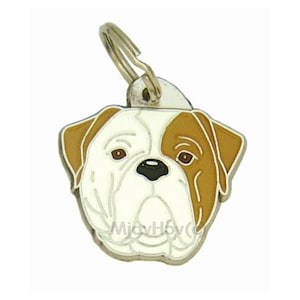 Personalised, stainless steel, breed pet tag, Mjavhov, American bulldog