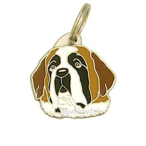 Hundemarke mit gravur oder Schlüsselanhänger, St. Bernhardshund (Bernhardiner), personalisiert, graviert, handgefertigt, Geschenk, MjavHov
