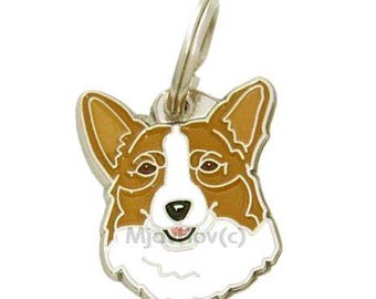 Pet ID tag, (Dog ID tag) personalized, stainless steel, breed, MjavHov, Welsh corgi, keychain gift