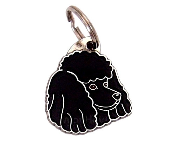 Dog name ID  tag or key chain Poodle, personalized, engraved, handmade, gift