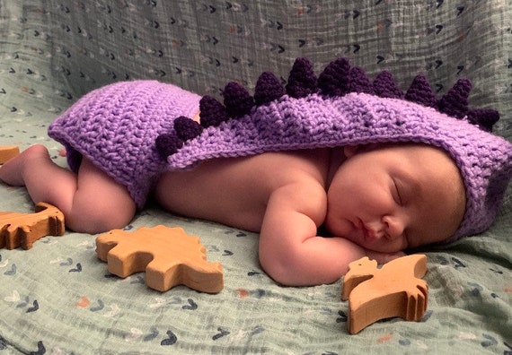 Newborn Dinosaur Hat With Diaper Cover 