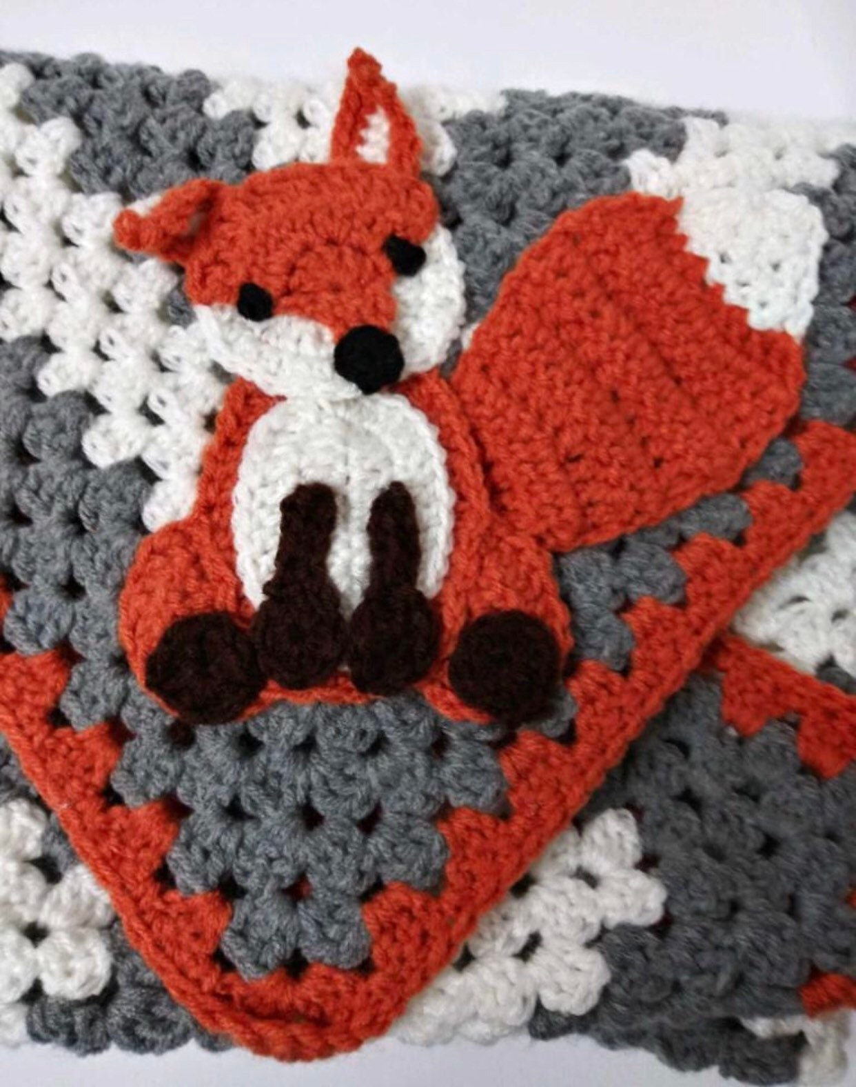 Crochet Woodland Fox Baby Blanket Etsy