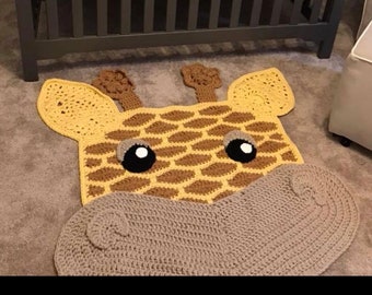 Crochet Nursery Giraffe Rug, Nursery Decor, Baby Shower Gift, Photography Prop