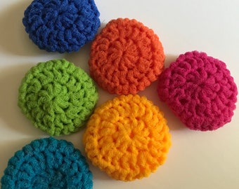 Set of 6 Crochet Large Dish Scrubbies, Kitchen Scrubbies, Nylon Dish Scrubbies