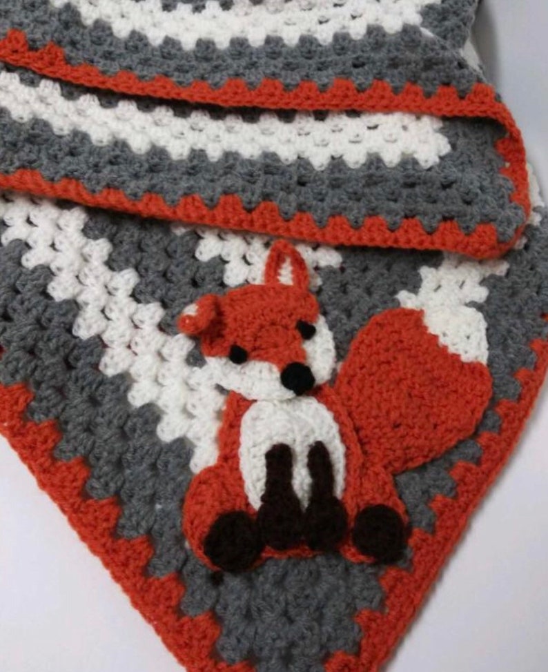 Crochet Woodland Fox Baby Blanket Etsy