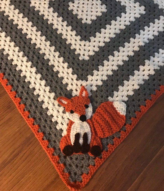 Crochet fox baby blanket pattern hot sale