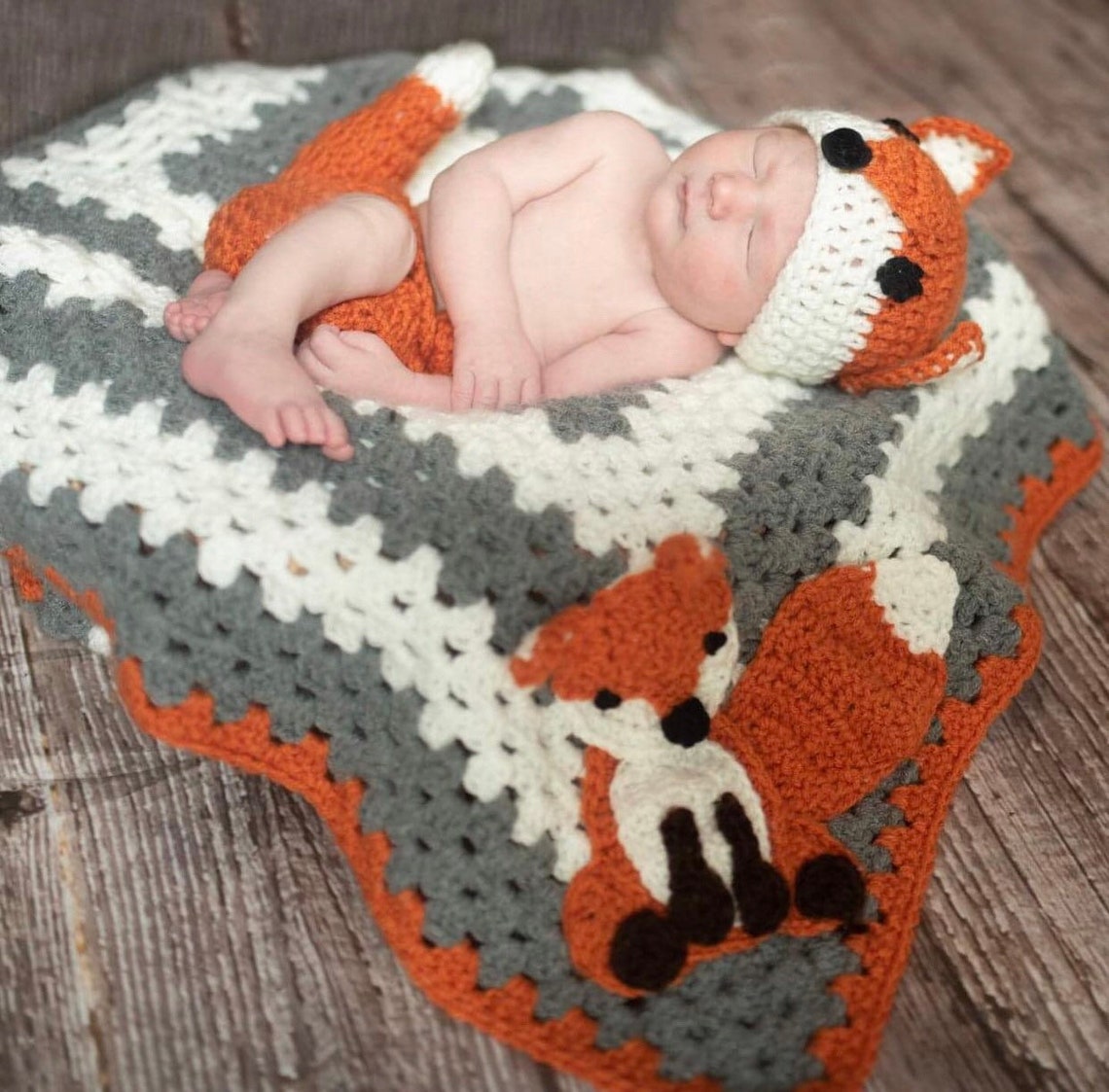 Crochet Woodland Fox Baby Blanket | Etsy