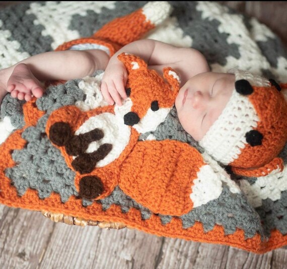 Fox baby blanket crochet hotsell
