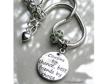 Cousin Bracelet Cousins By Chance Best Friends By Choice Personalized Birthstone Charm Bracelet Gift For Cousin #CBR1139