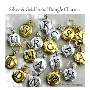 Silver Gold Initial Charm Bracelet Charm Personalize Custom Make Your Own Add A Letter Alphabet Initial Dangle Charm On Bail