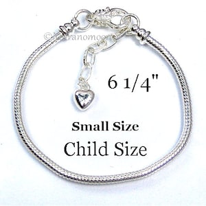 Child Size 6 Silver Charm Bracelet Small Size Child Kid Bracelet Little Girl Starter Bracelet Make Your Own Add A Personalize Crystal Charm