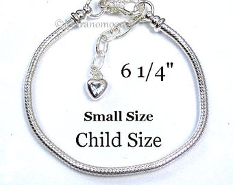 Child Size 6 Silver Charm Bracelet Small Size Child Kid Bracelet Little Girl Starter Bracelet Make Your Own Add A Personalize Crystal Charm