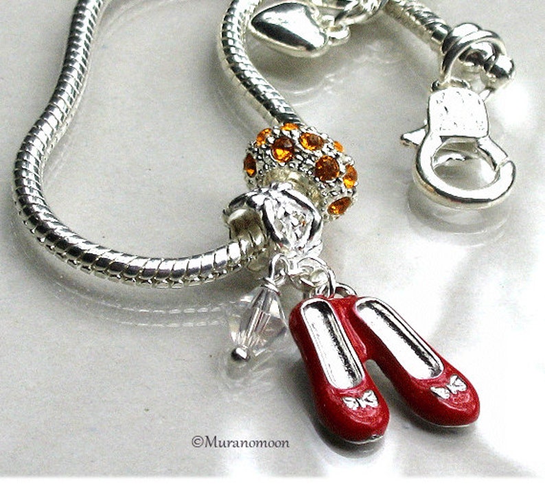 Wizard of Oz Charm Bracelet Dorothy Red Shoes Dangle Charm Etsy