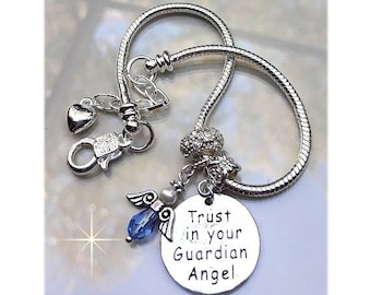 Angel Bracelet Sapphire Blue Crystal Guardian Angel Charm Bracelet Trust In Your Guardian Angel Gift CBR2000