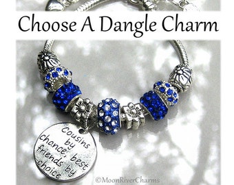 Royal Blue Charm Bracelet Personalized Crystal Dangle European Charm Bracelet Custom Gift #CBR1106