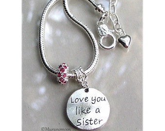 Love You Like A Sister Bracelet Personalize Birthstone Crystal Dangle Charm Bracelet Love You Like A Sister Charm Gift For #CBR1121